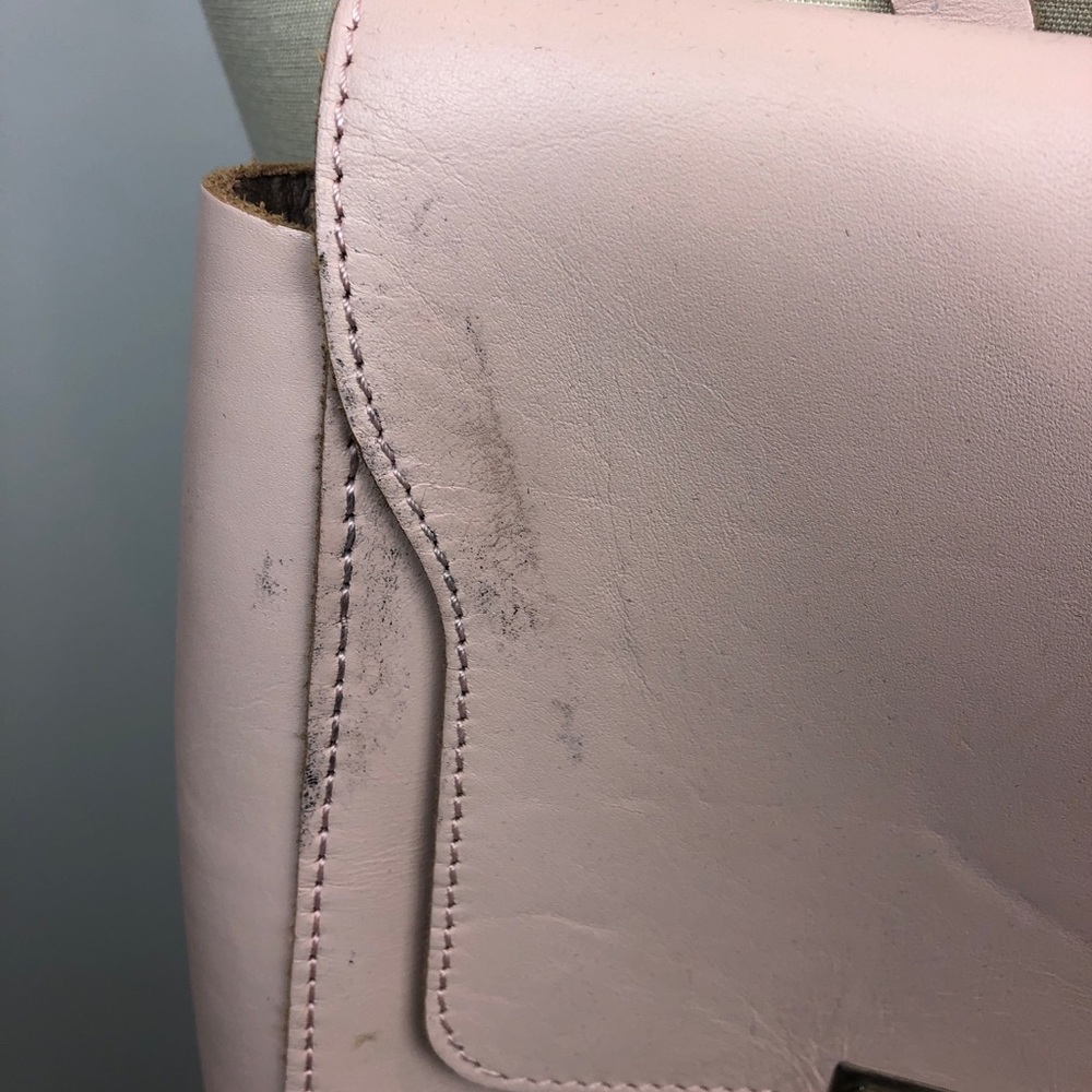 Blush Square Structured Leather Mini Backpack - image 4